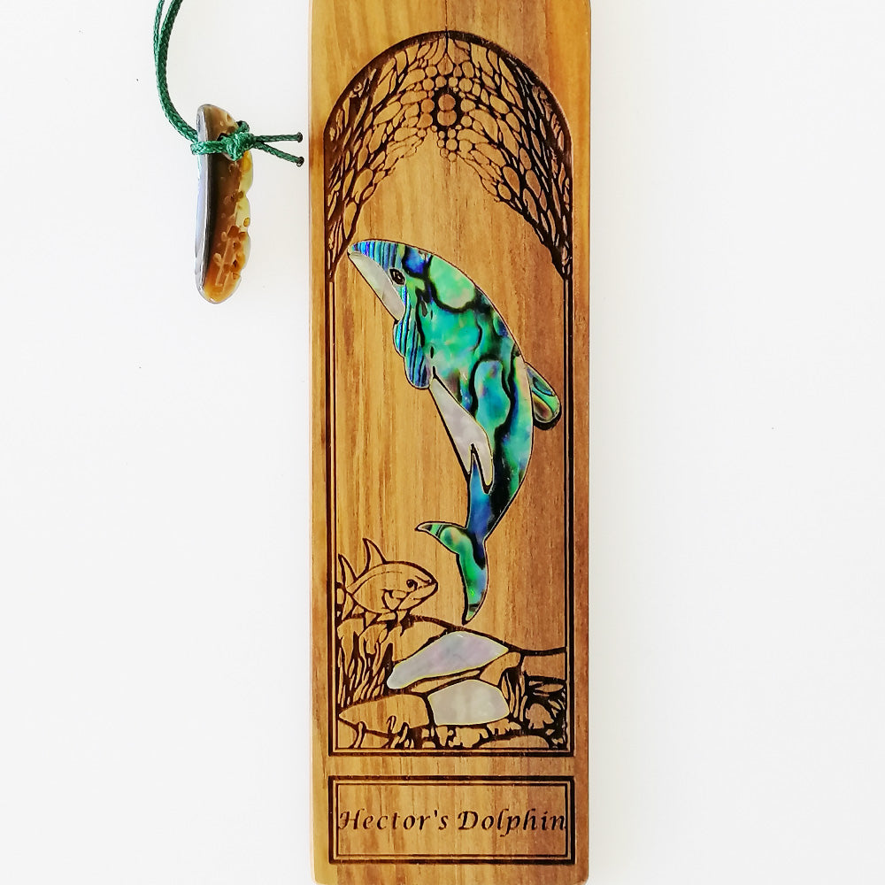 Dolphin Bookmark - Wood & Paua Shell