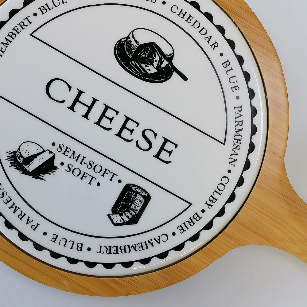 Wood & Ceramic Cheese Board - Circle