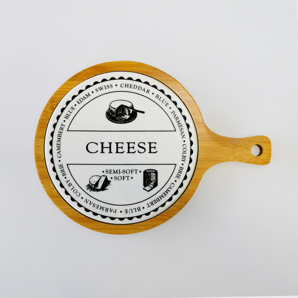 Wood & Ceramic Cheese Board - Circle
