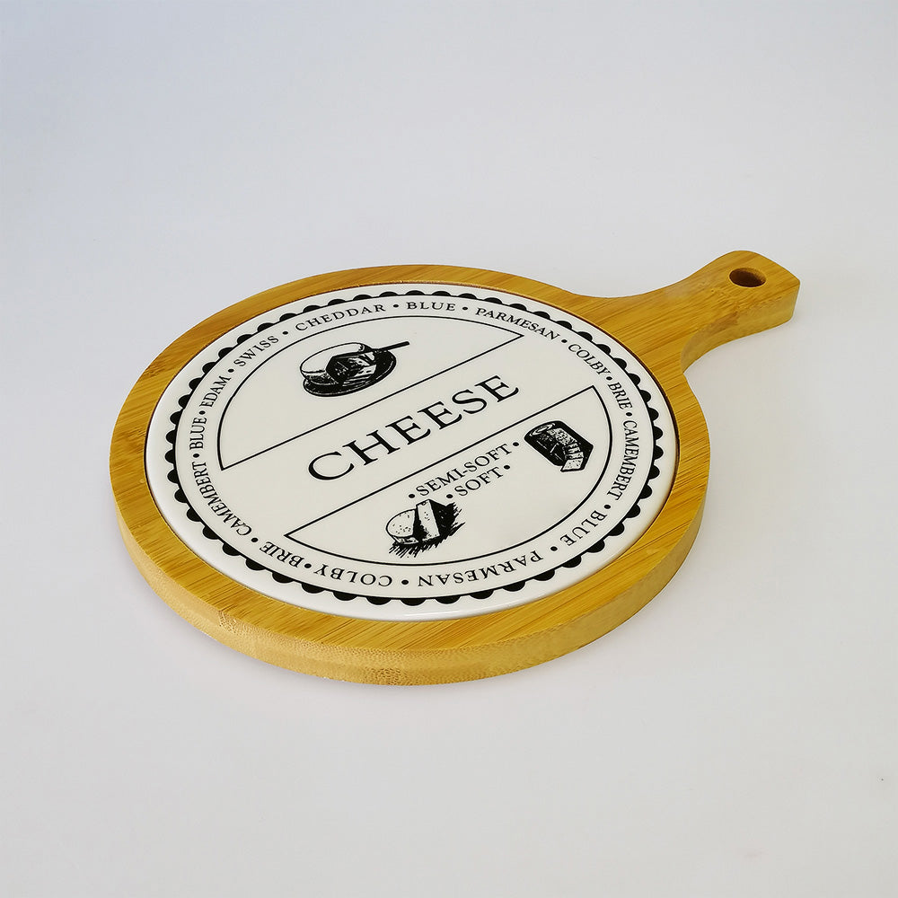 Wood & Ceramic Cheese Board - Circle