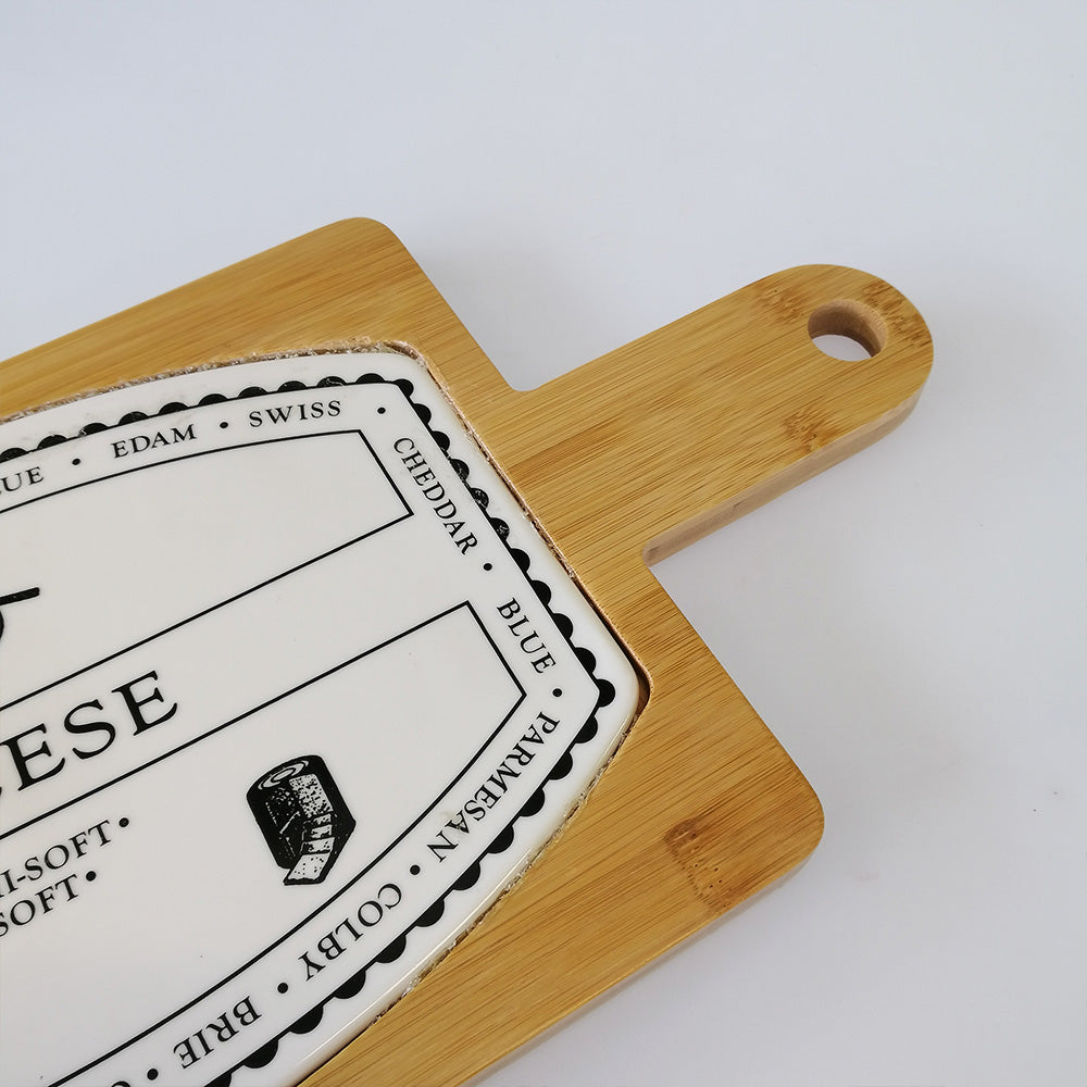Wood & Ceramic Cheese Board - Rectangle