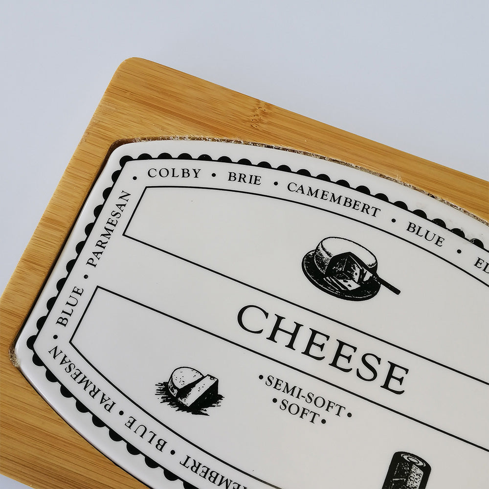 Wood & Ceramic Cheese Board - Rectangle