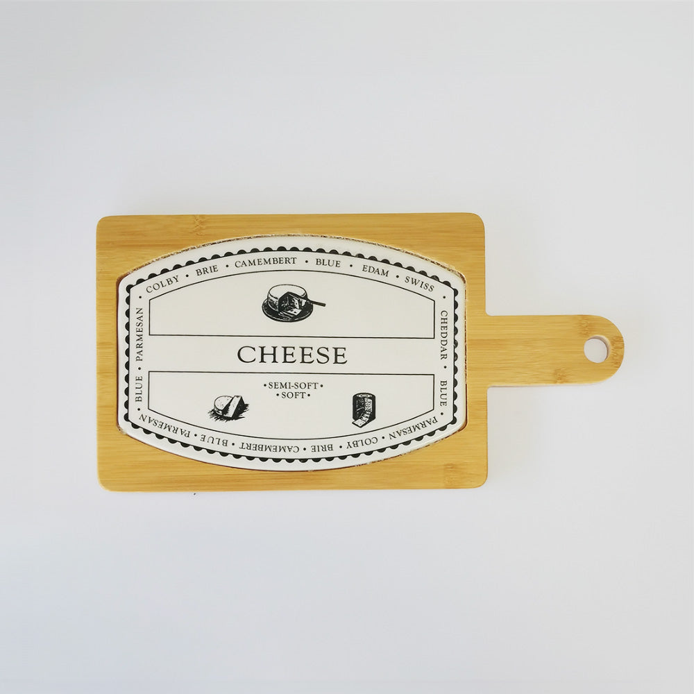 Wood & Ceramic Cheese Board - Rectangle