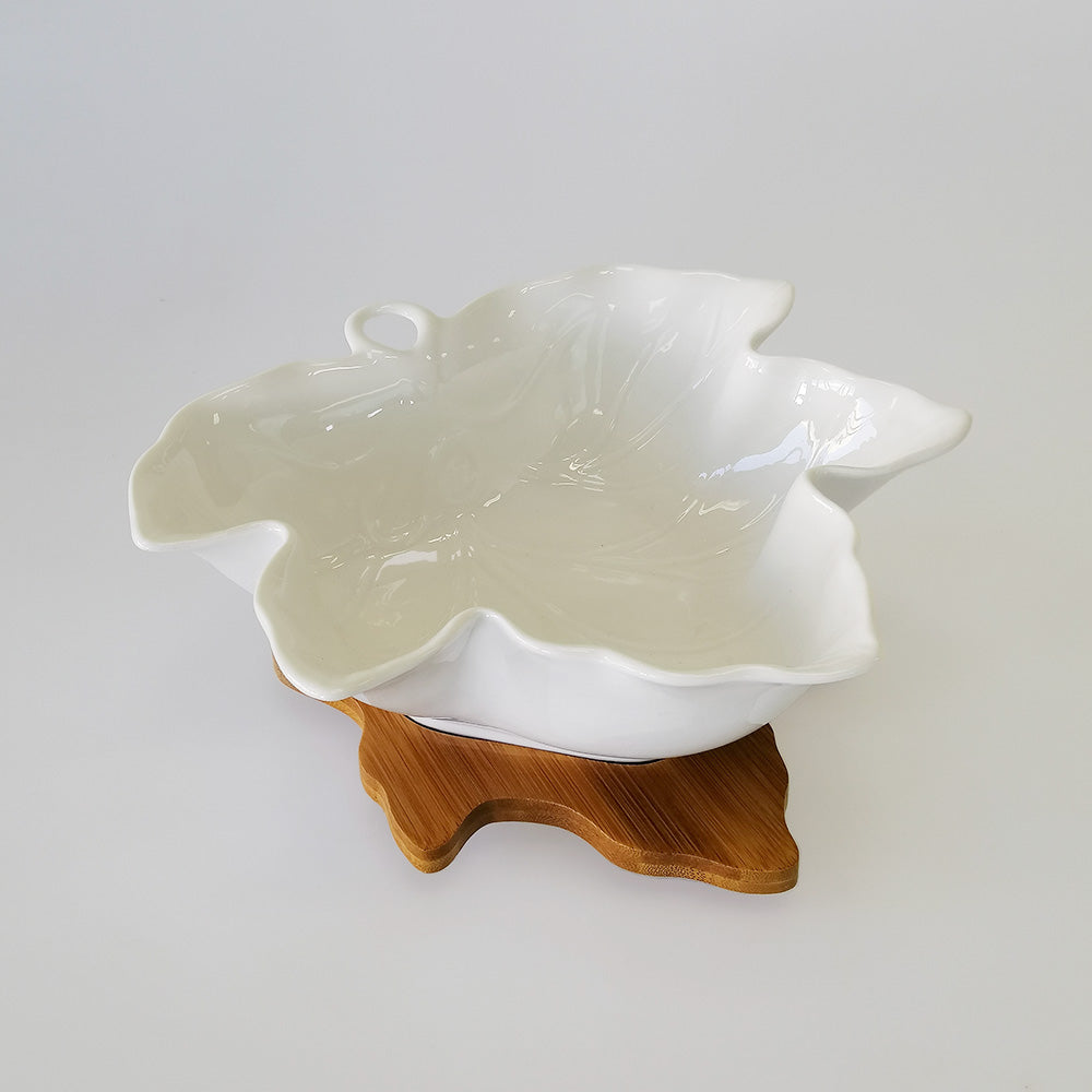 Leaf Serving Bowl With Utensils - Small