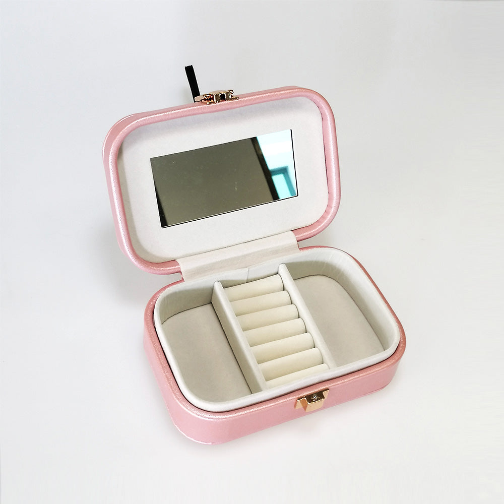 Small Jewellery Box With Mirror - Pink