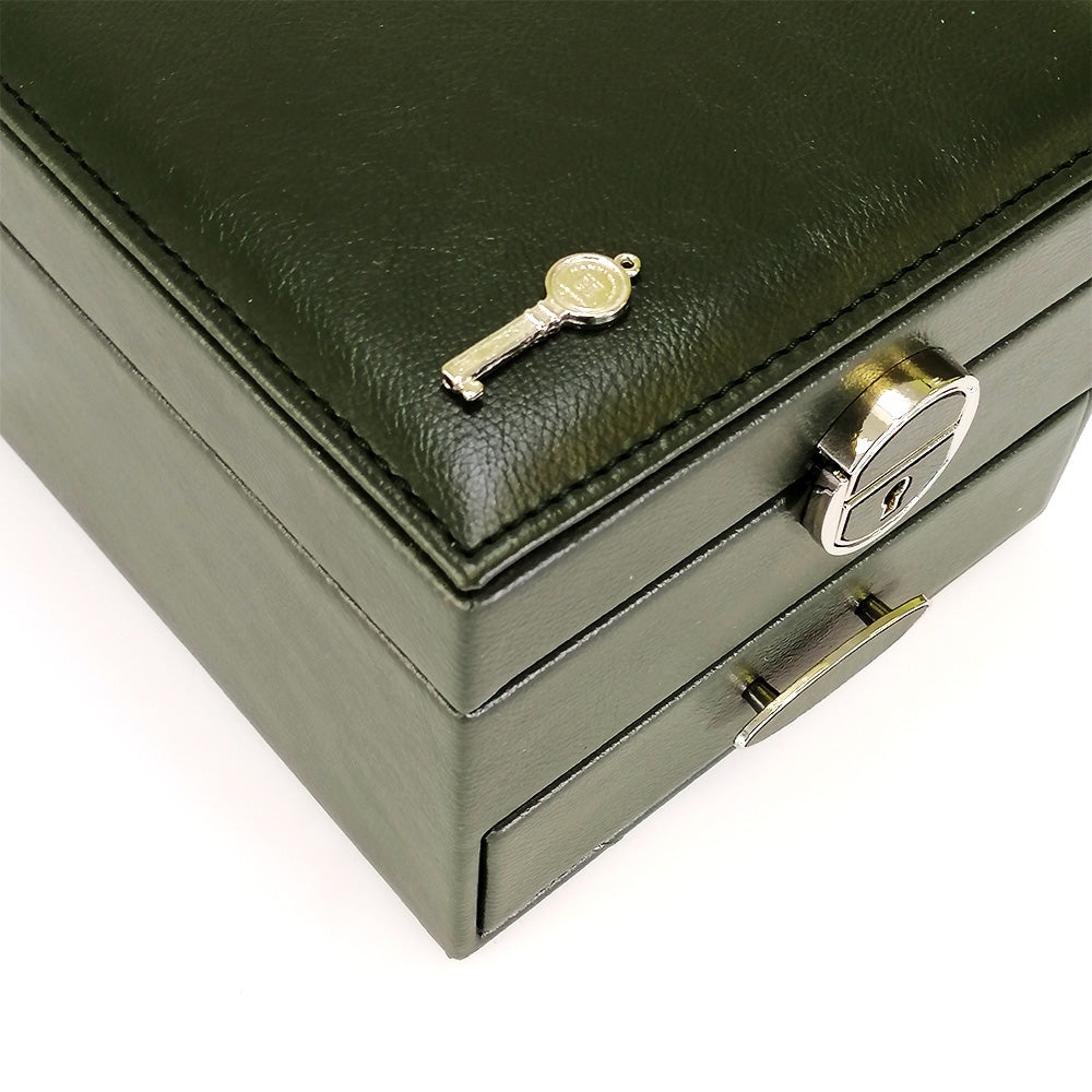 Lockable Jewellery Box With Drawers - Green