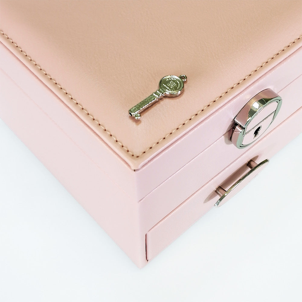 Lockable Jewellery Box With Drawers - Pink