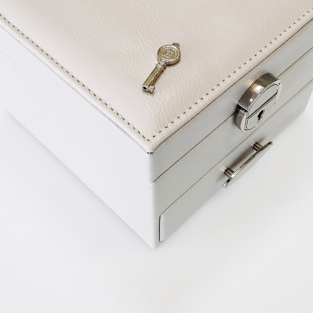 Lockable Jewellery Box With Drawers - White