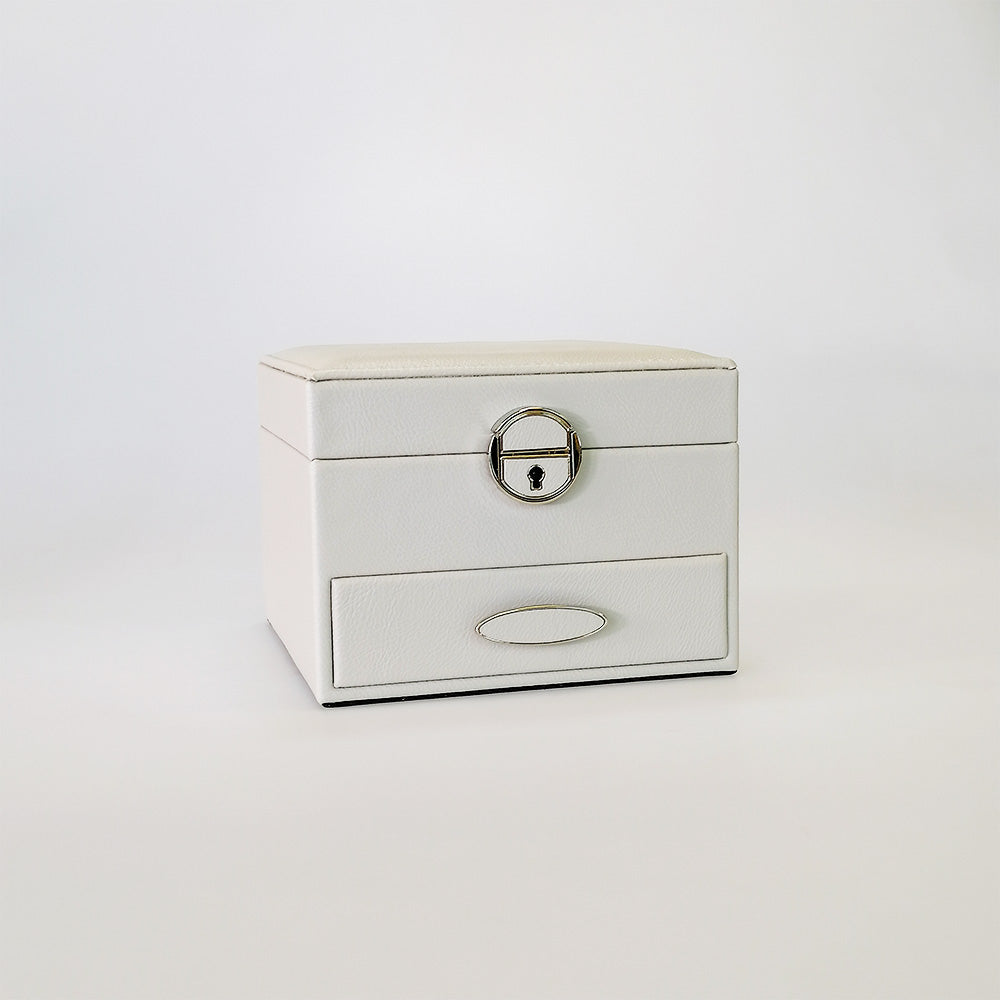 Lockable Jewellery Box With Drawers - White