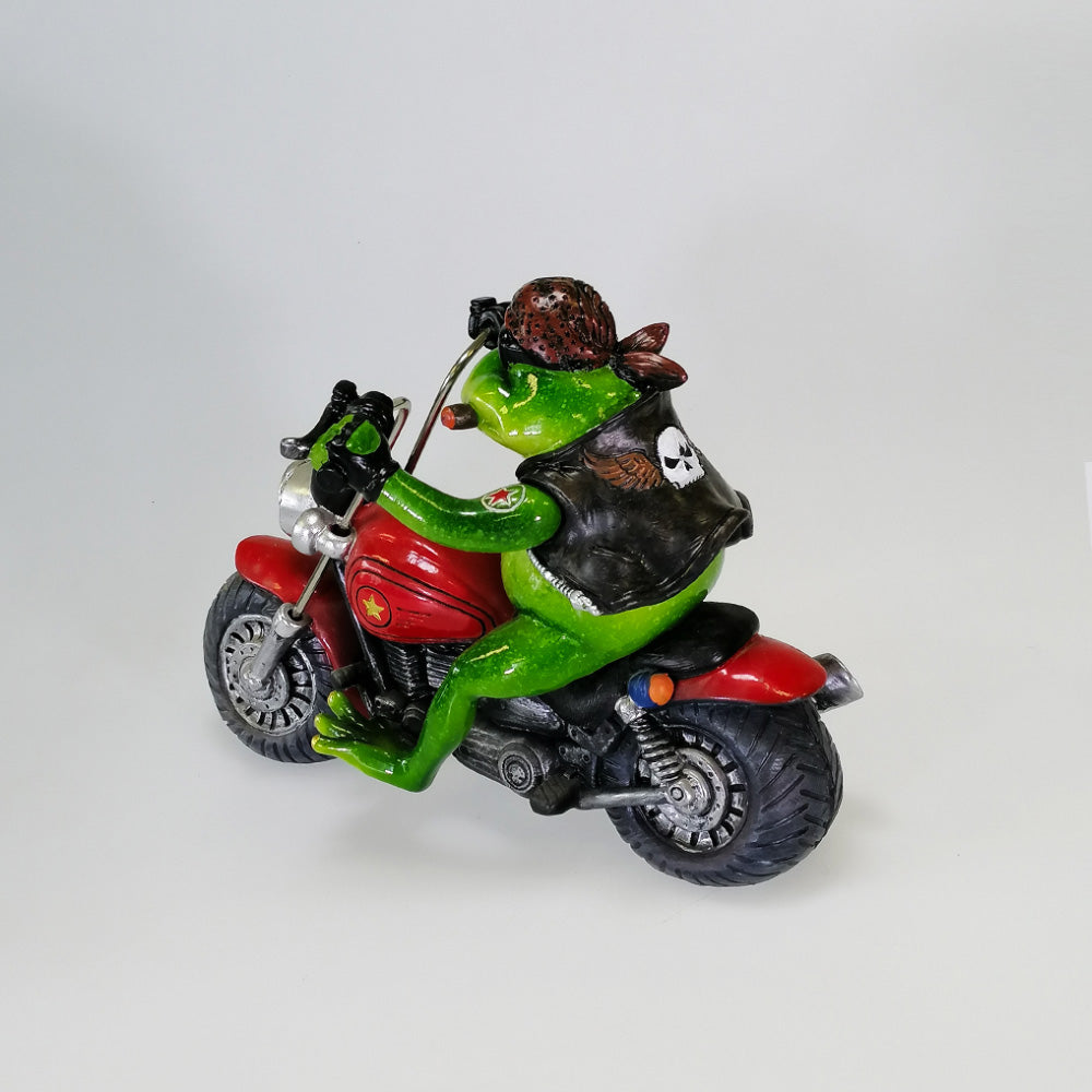 Motorbike Frog With Cigar - Small Figurine