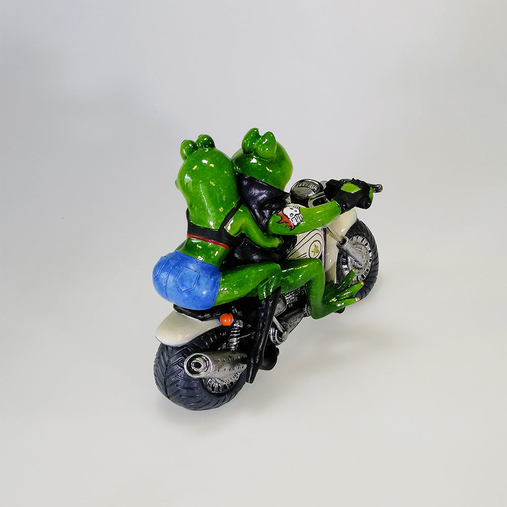 Motorbike Couple Frogs  - Figurine