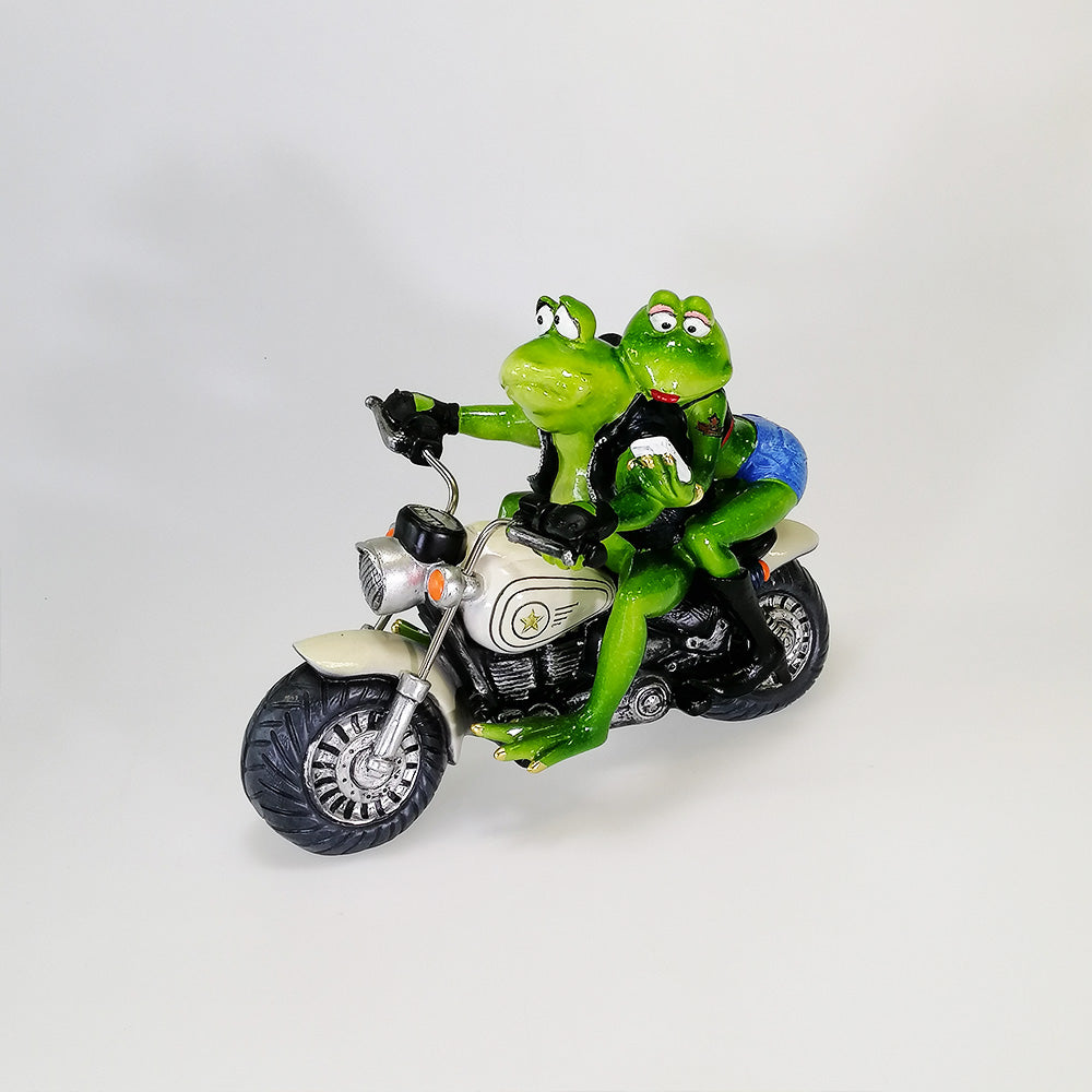 Motorbike Couple Frogs  - Figurine