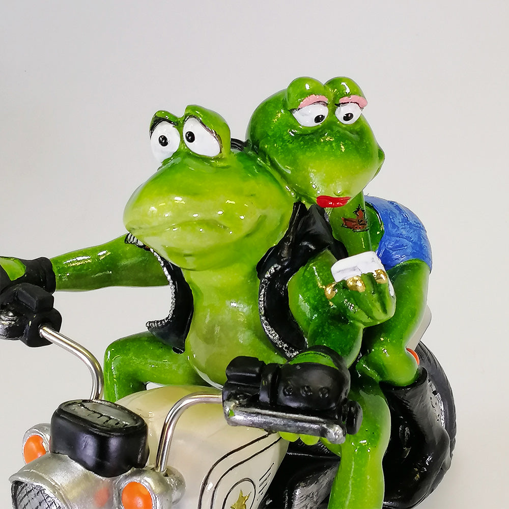 Motorbike Couple Frogs  - Figurine