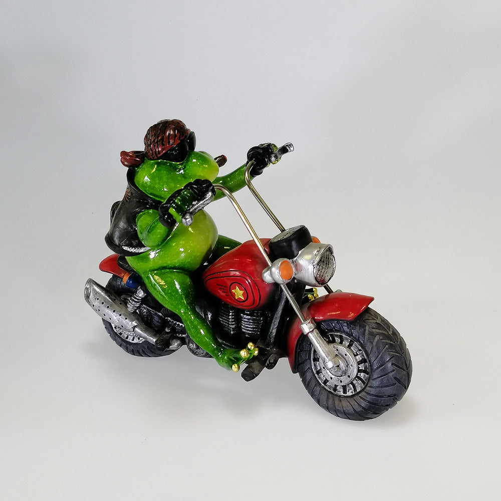Motorbike Frog With Cigar - Large Figurine