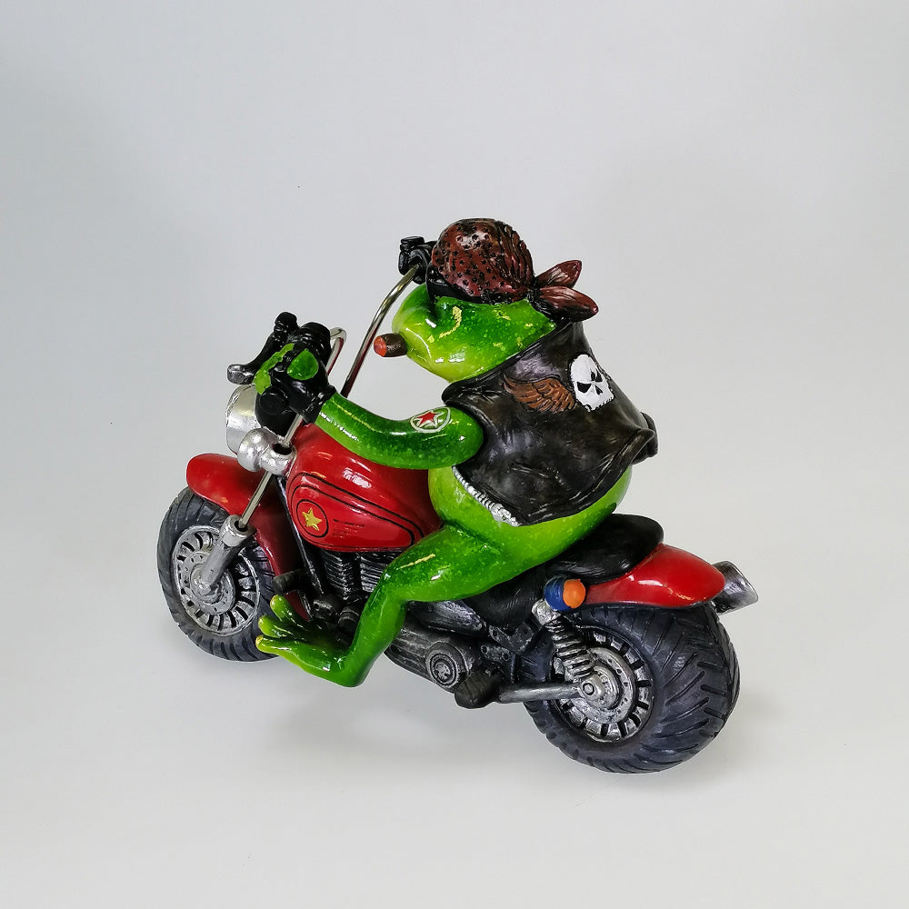 Motorbike Frog With Cigar - Large Figurine