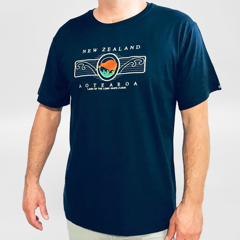 Embroidered 'Koru Kiwi' - Mens T-Shirt
