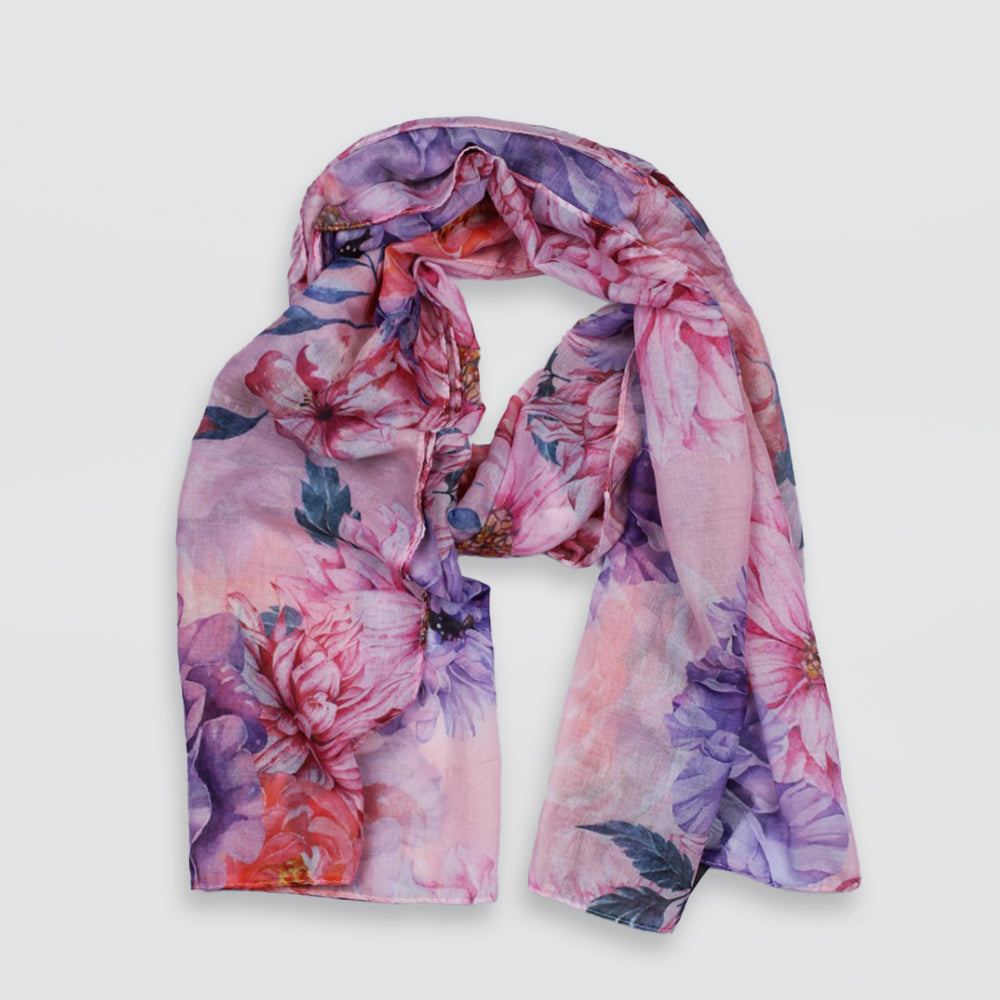 Pink Cabbage Rose Scarf