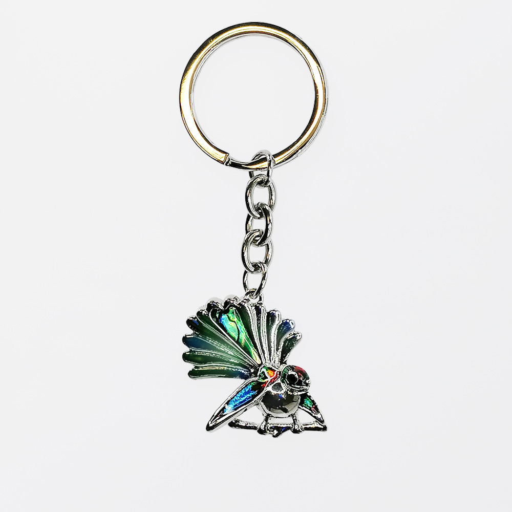 Kiwicraft S/Steel Keyring - Paua Fantail