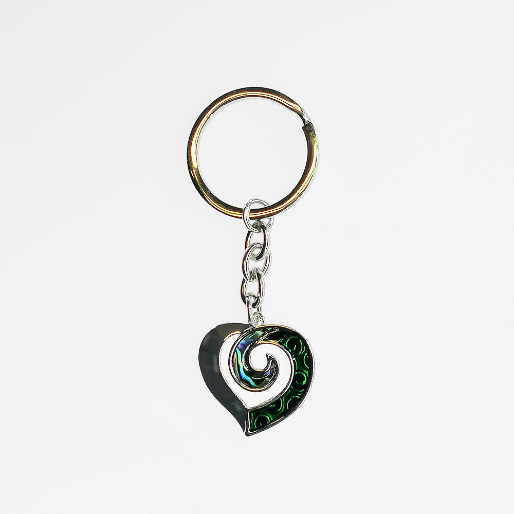 Kiwicraft S/Steel Keyring - Paua Koru Heart