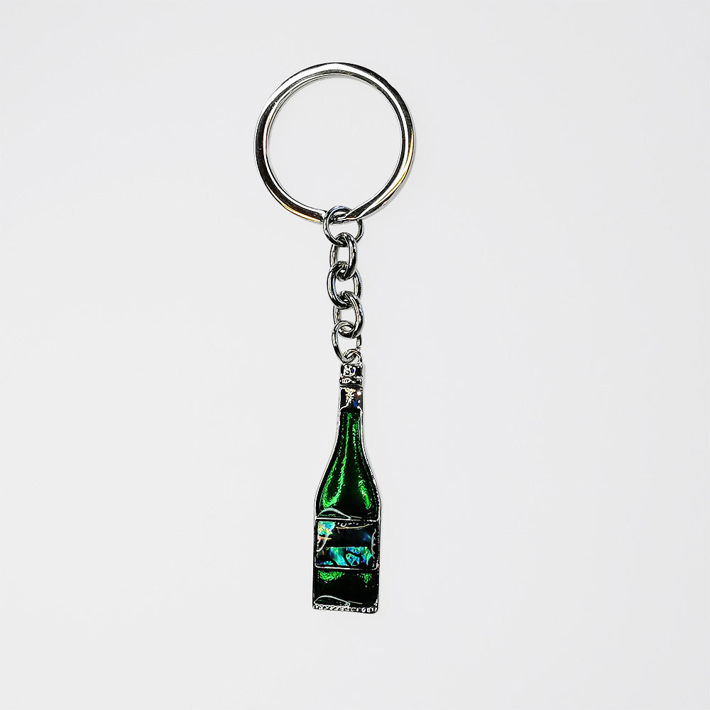 Kiwicraft S/Steel Keyring - Paua Wine Bottle