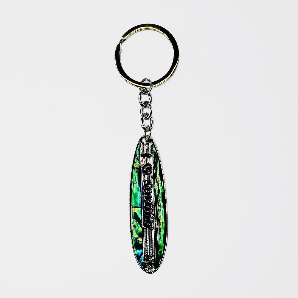 Kiwicraft S/Steel Keyring - Paua Surfboard