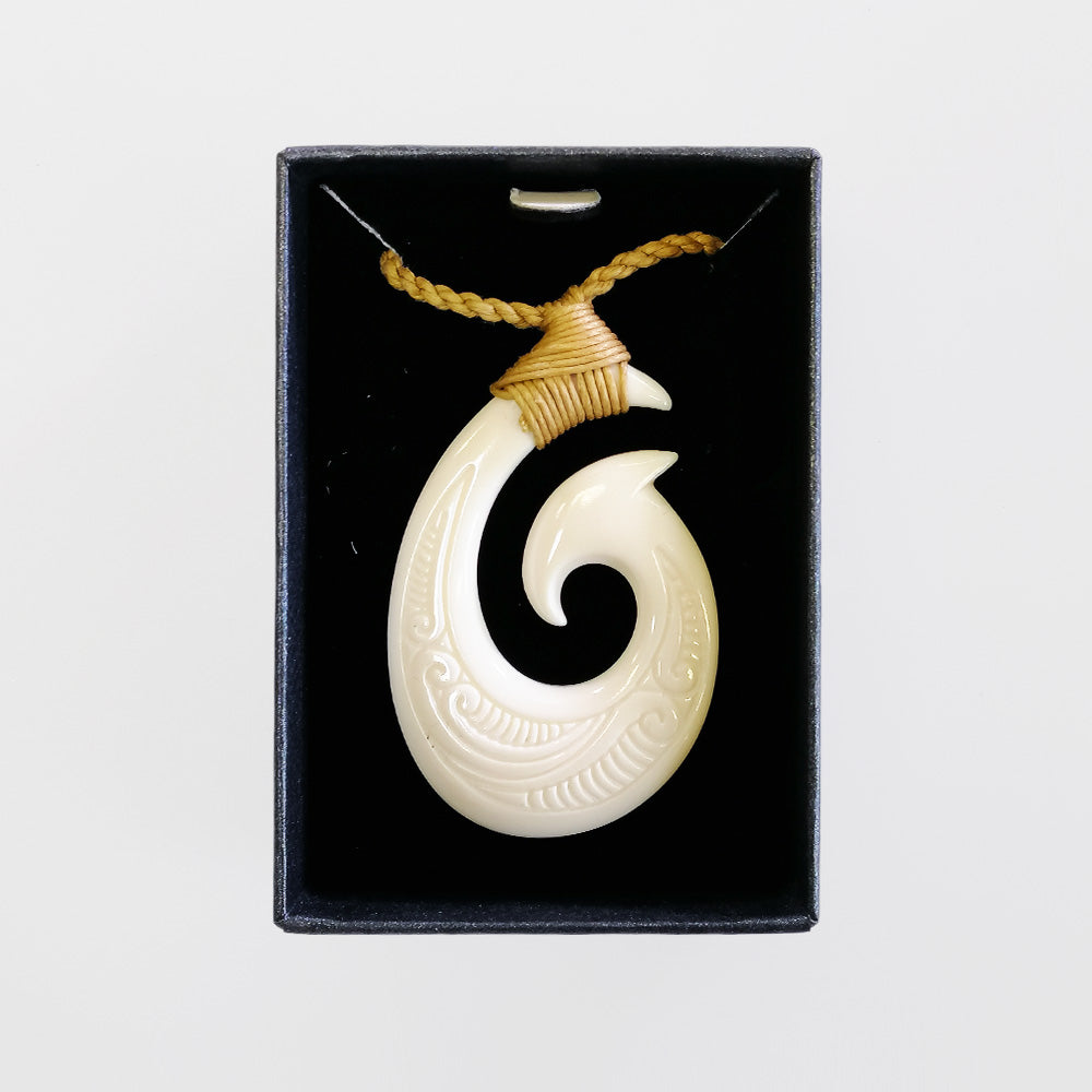 Carved Pendant - Bone 2 Point Hook