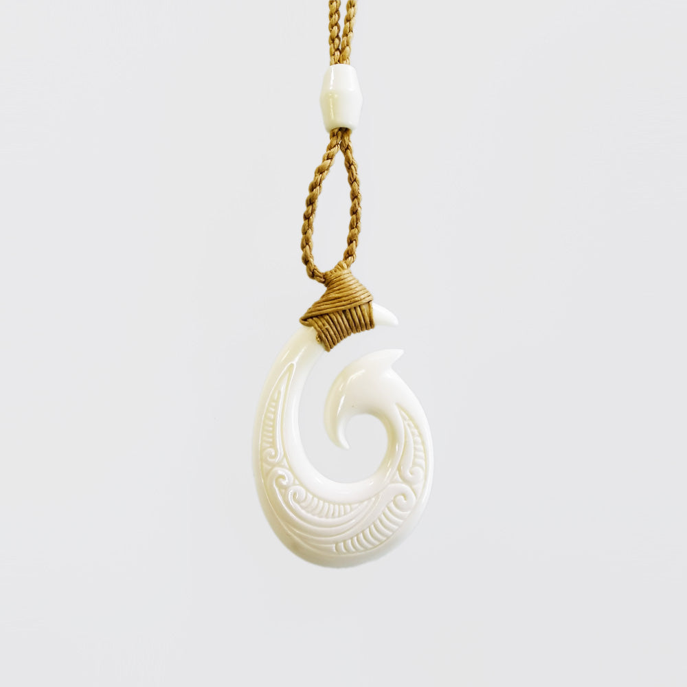 Carved Pendant - Bone 2 Point Hook