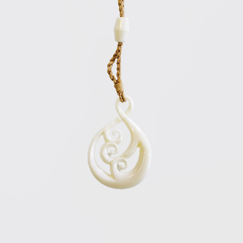 Carved Pendant - Bone Ornate Twist