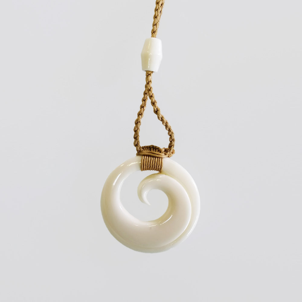 Carved Pendant - Bone Koru Circle