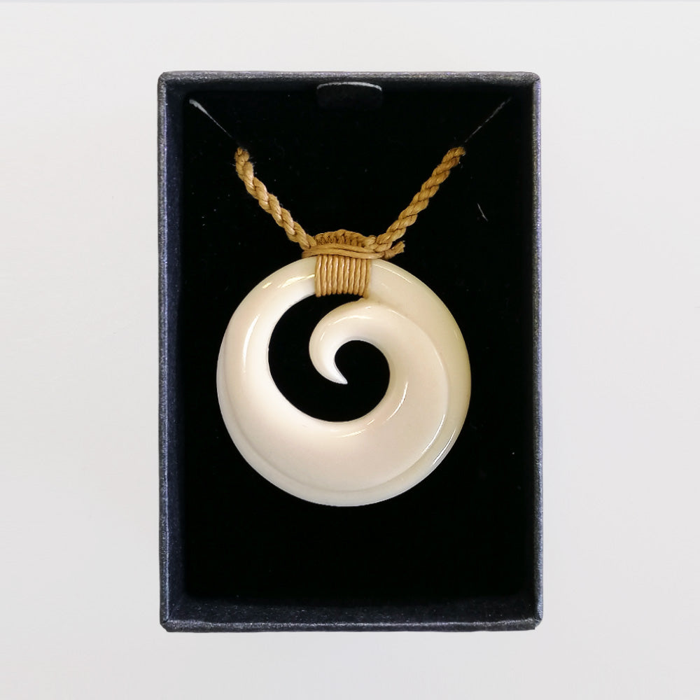 Carved Pendant - Bone Koru Circle