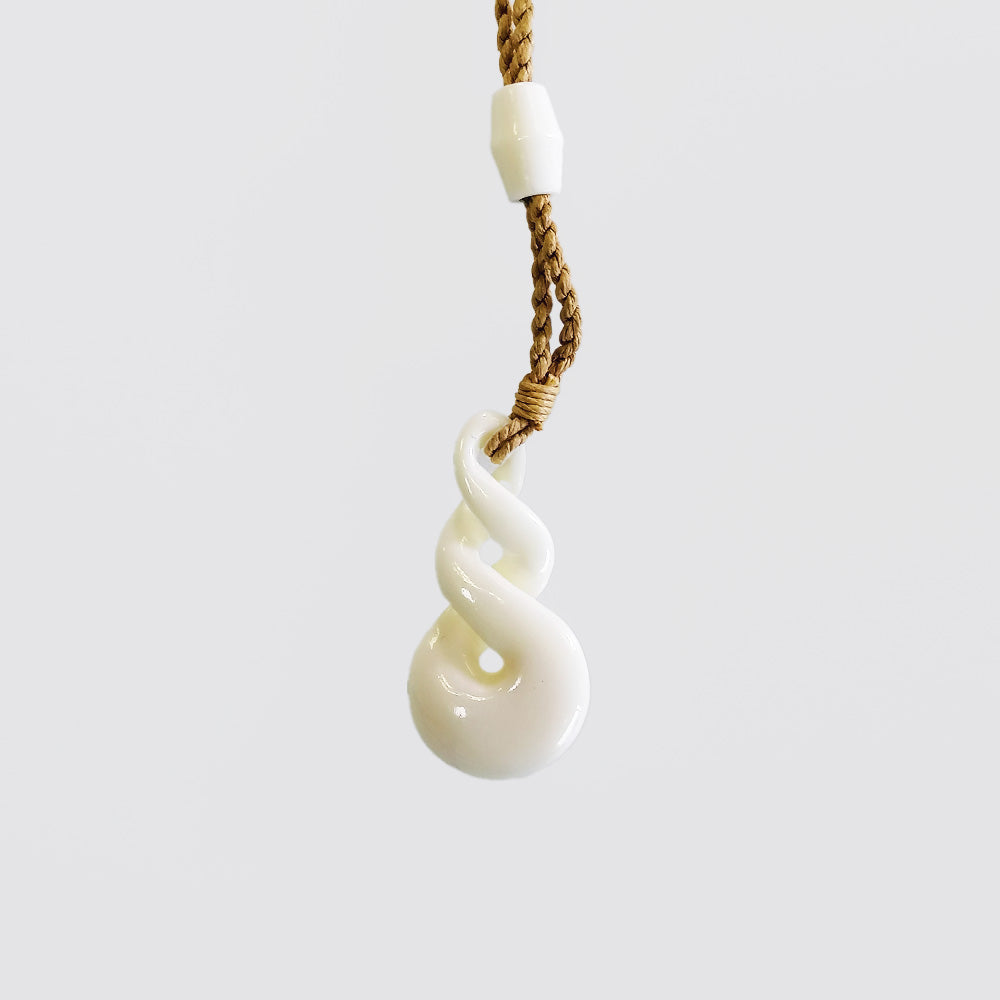 Carved Pendant - Bone 3 Layer Twist