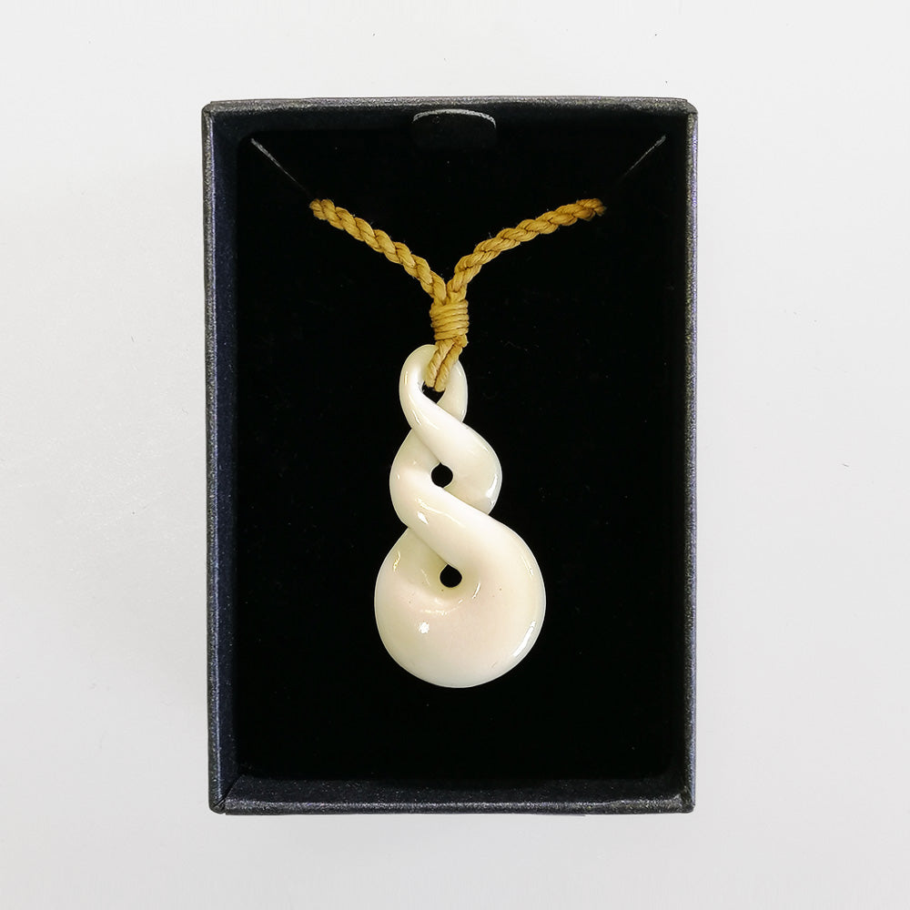 Carved Pendant - Bone 3 Layer Twist