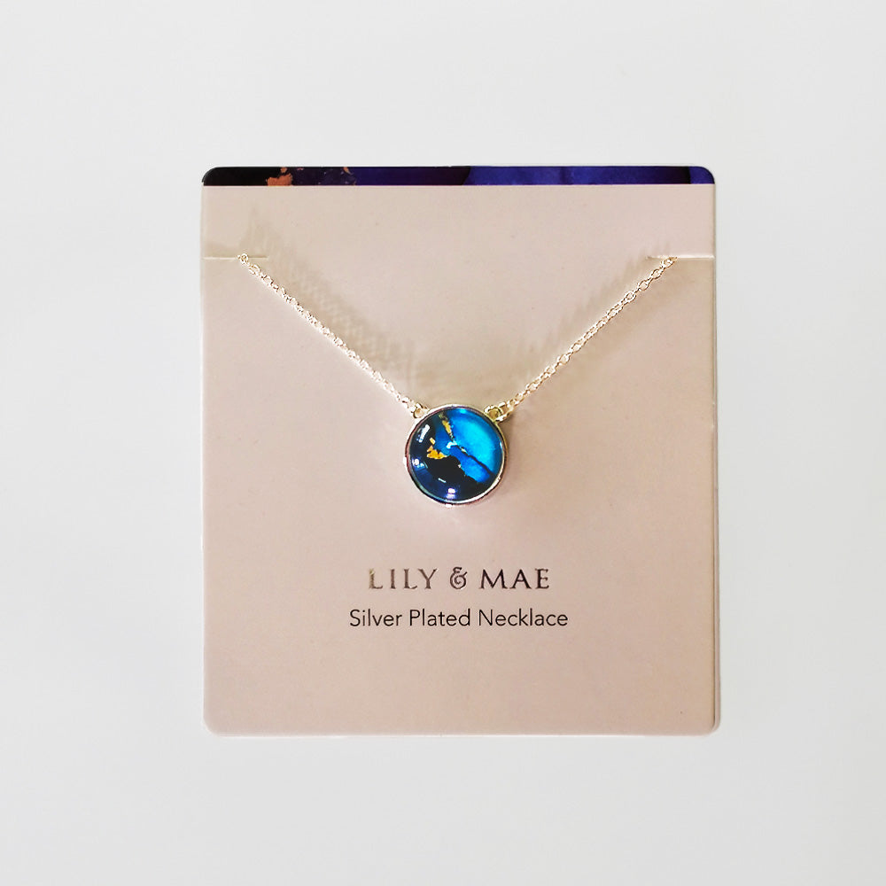 Lily & Mae - Silver Plated Necklace - Blue – Acquisitions New Zealand