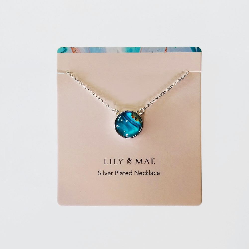 Lily & Mae - Silver Plated Necklace - Light Blue