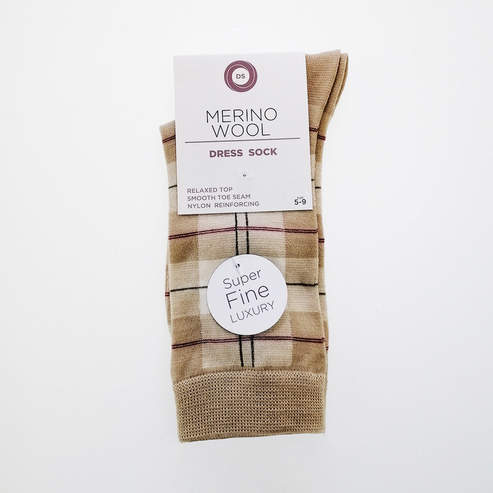 DS Merino Wool Dress Socks - Tartan Linen