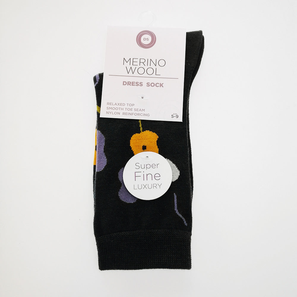 DS Merino Wool Dress Socks - Artistic Flowers
