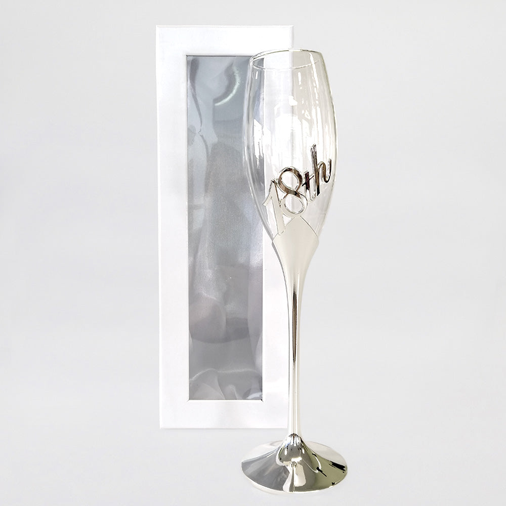 18th Champagne Flute Embossed