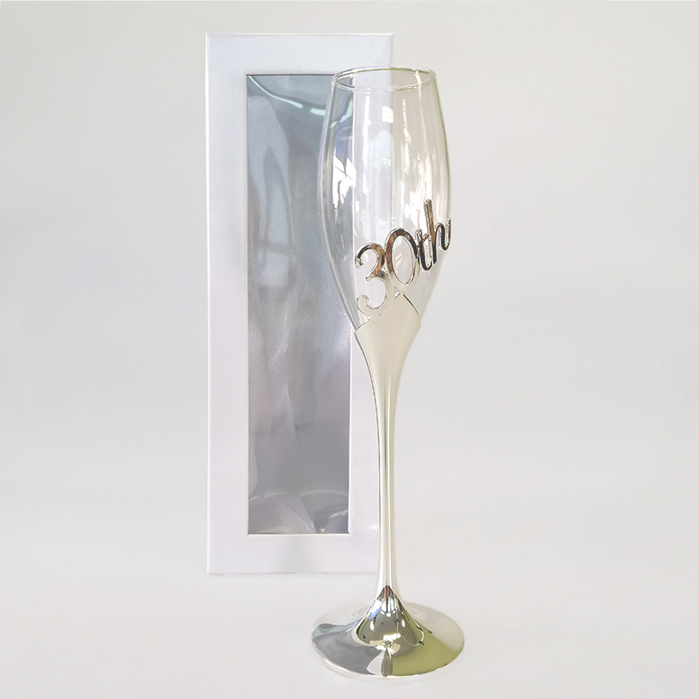 30th Champagne Flute Embossed