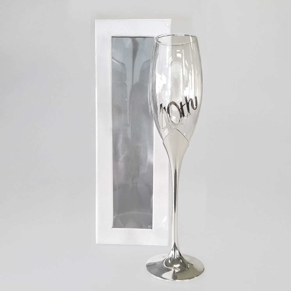 40th Champagne Flute Embossed