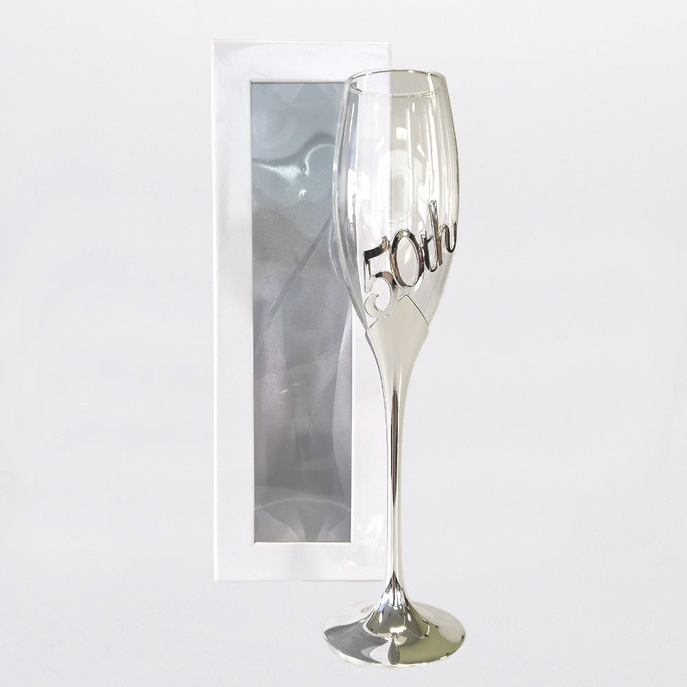 50th Champagne Flute Embossed