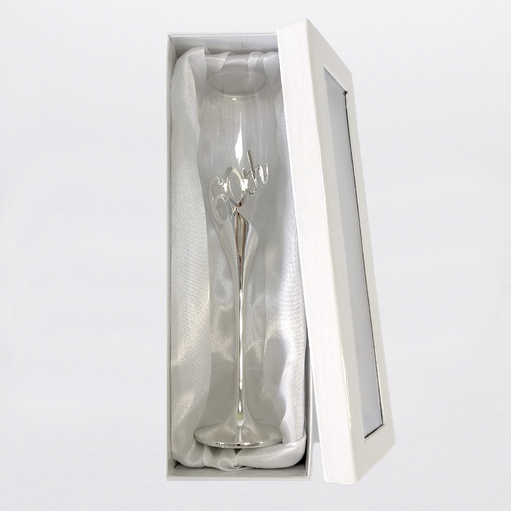 60th Champagne Flute Embossed