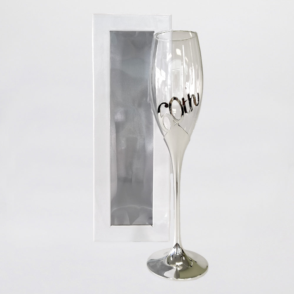 60th Champagne Flute Embossed