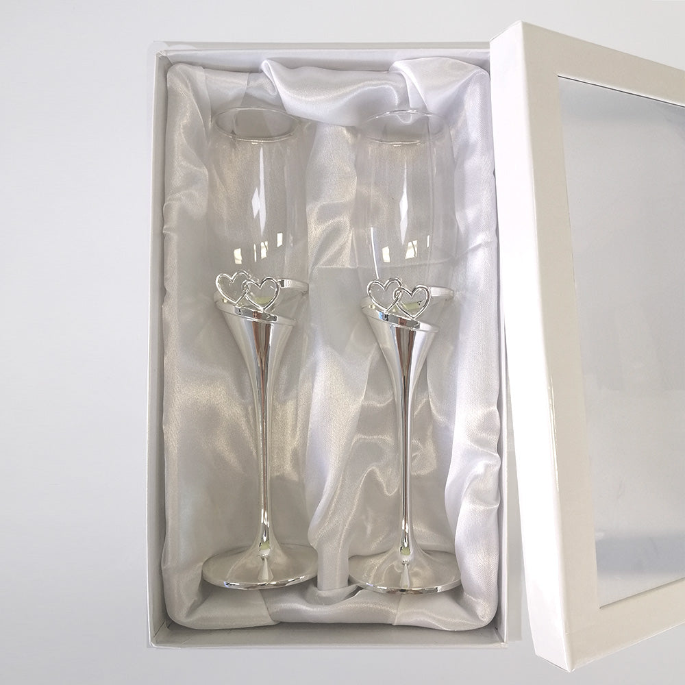 Double Heart Champagne Flute