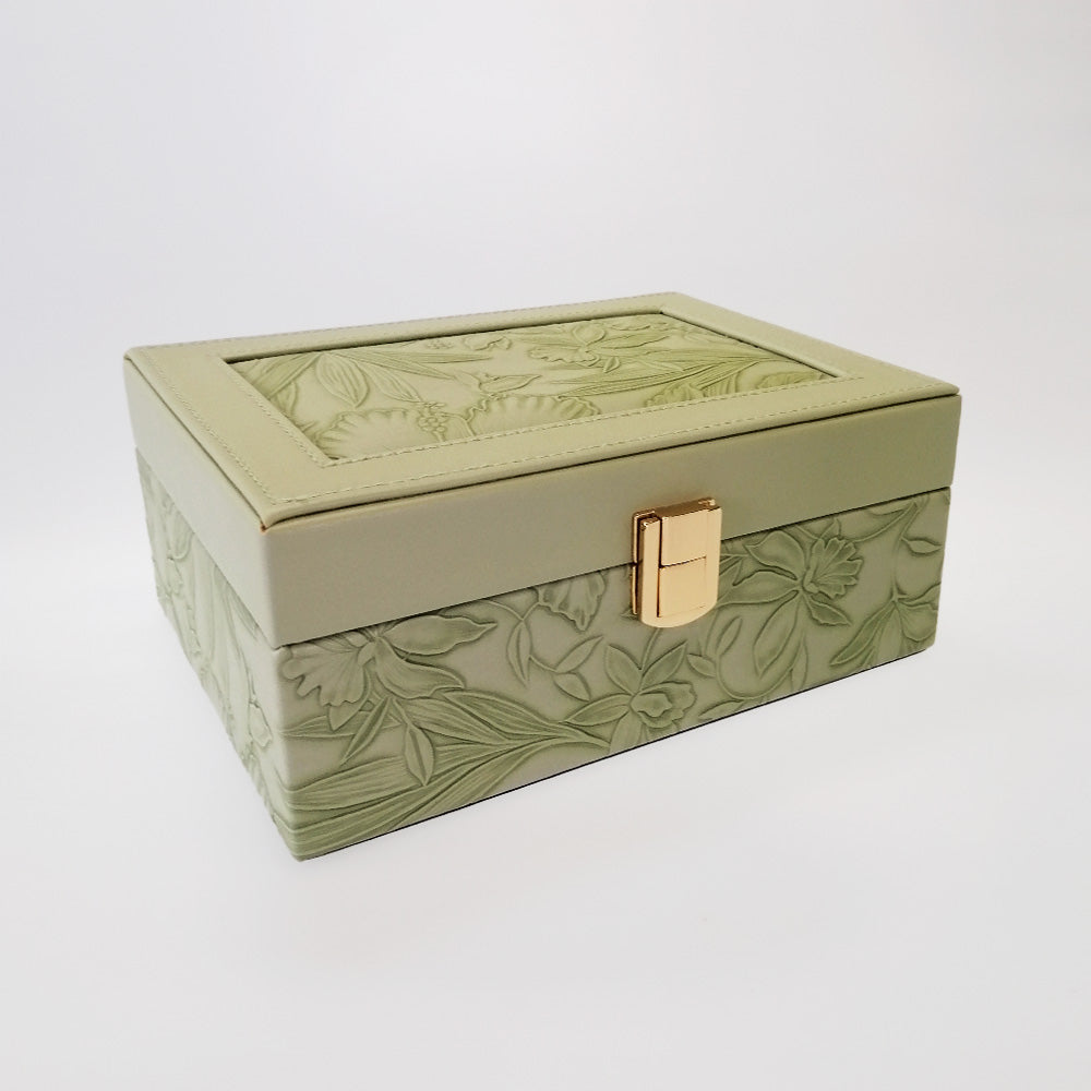 Embossed Jewellery Box - Moss Green