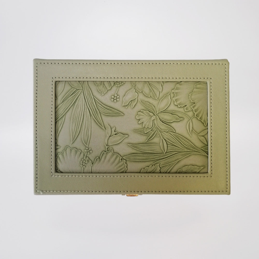 Embossed Jewellery Box - Moss Green