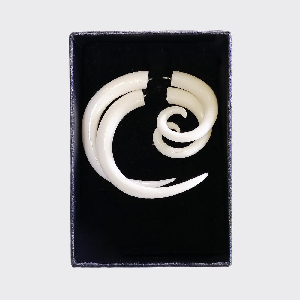 Carved Earrings - Bone Koru Earrings