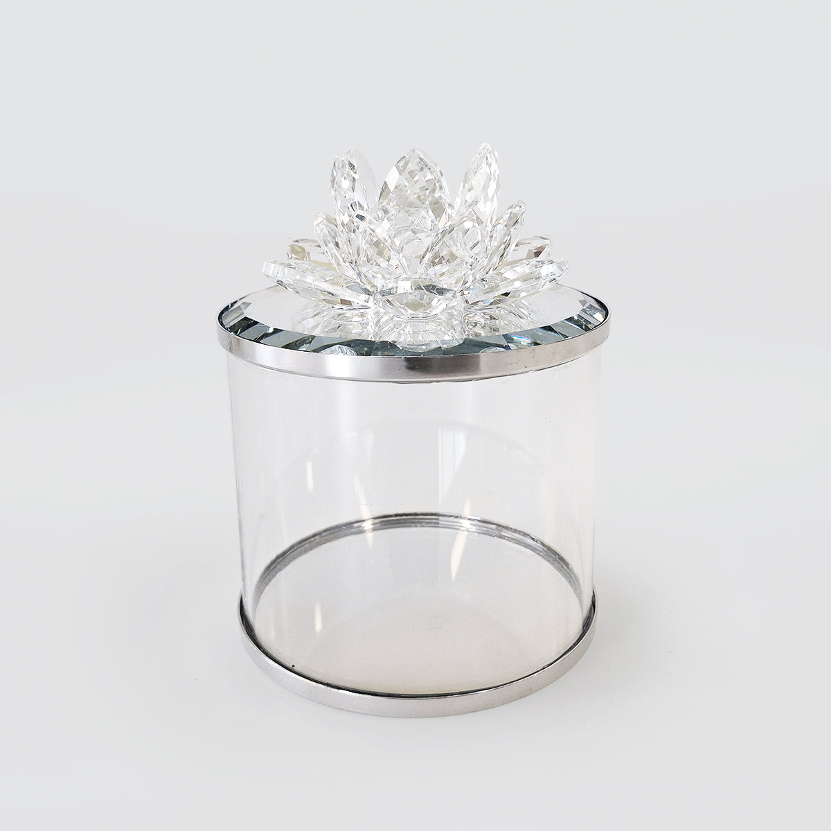 Glass Canister Crystal Flower Lid
