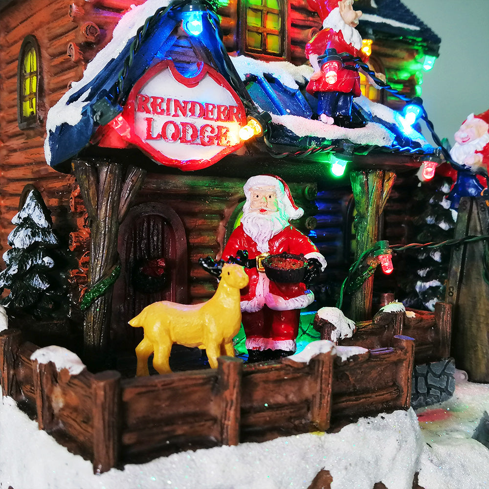 Xmas Reindeer Lodge - Light up Diorama
