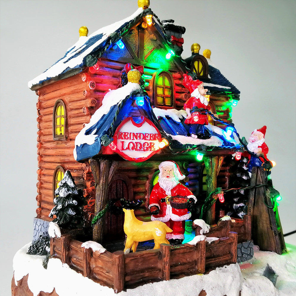 Xmas Reindeer Lodge - Light up Diorama