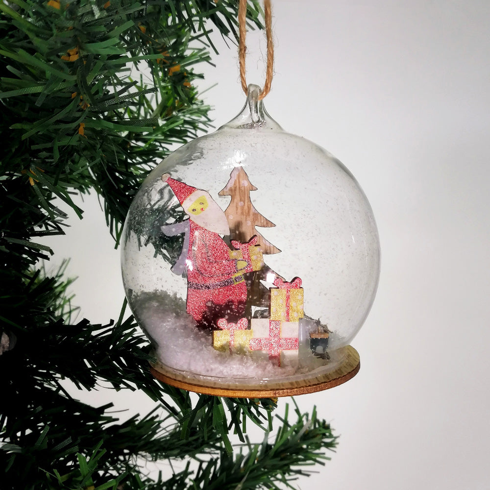Santa In Globe - LED Bauble